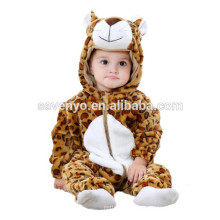 Bébé doux Barboteuse Animal Onesie Costume Cartoon Outfit Homewear dormir porter, flanelle, mini léopard-bébé, mignon à capuchon serviette